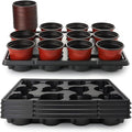 4 inch Round Nursery Pots 60pcs, 12 Cell Nursery Pots Trays 5 Pcs, Sturdy Seeds by RooTrimmer