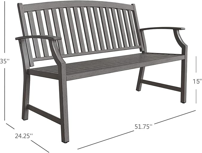 Grand patio 52" Farmhouse Outdoor Bench, Garden Benches - Image 8