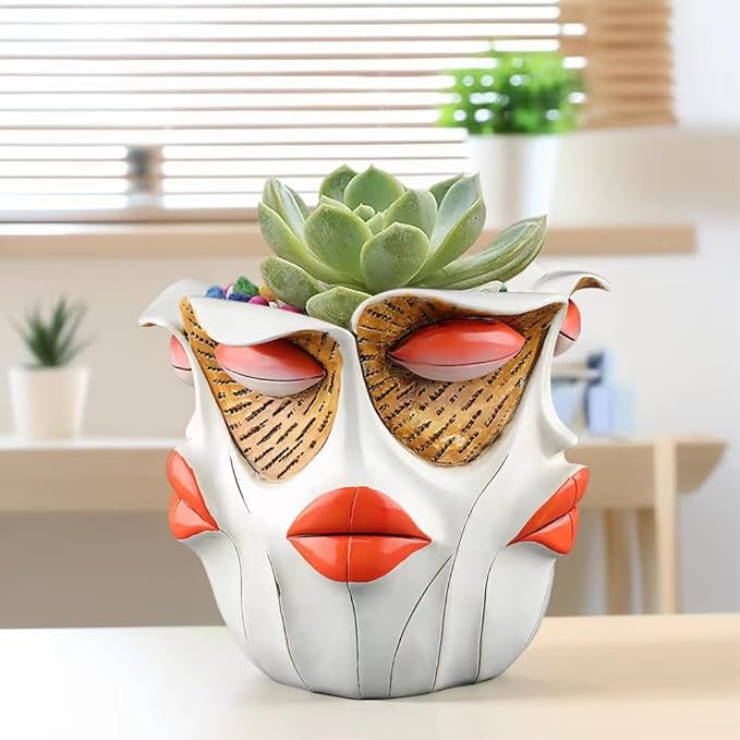TOZLU Art Abstract Face Planters Pots Head, Unique Fun Abstract Face Flower Pot - Image 6