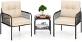 Tangkula 3 Pieces Patio Bistro Set, PE Rattan Furniture Set by TANGKULA