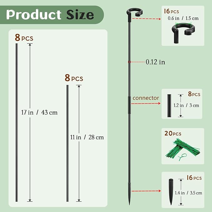 Orchid Sticks 17 inch &11 inch SupKing 16Pcs Plant Stakes - Image 2
