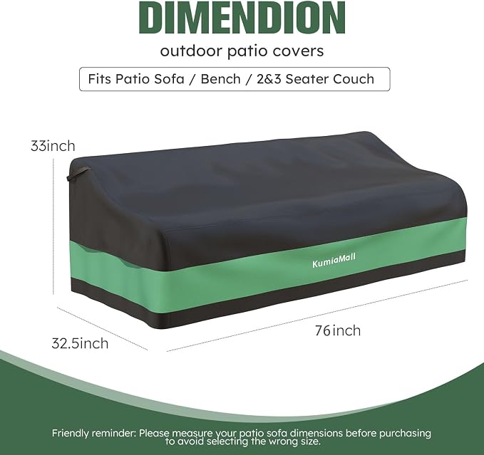 Patio Furniture Sofa Cover, Waterproof 3-Seater Heavy Duty Outdoor Bench Covers - Image 2