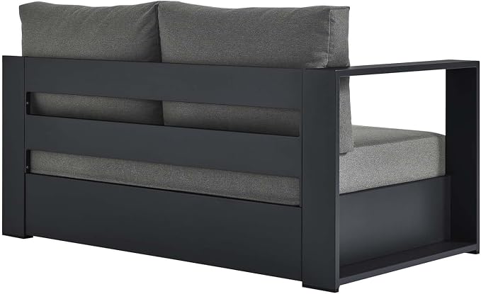 Modway Tahoe Aluminum Modular Left-Facing Outdoor Patio Loveseat in Gray - Image 5