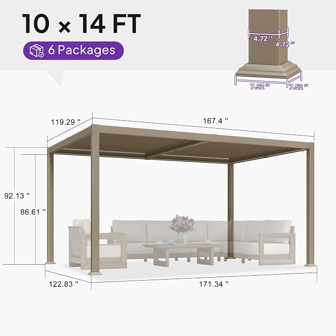 PURPLE LEAF 10x14 ft Louvered Pergola - Image 2