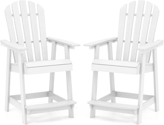 Tangkula Outdoor Bar Stool, HDPE Tall Adirondack Chair by TANGKULA