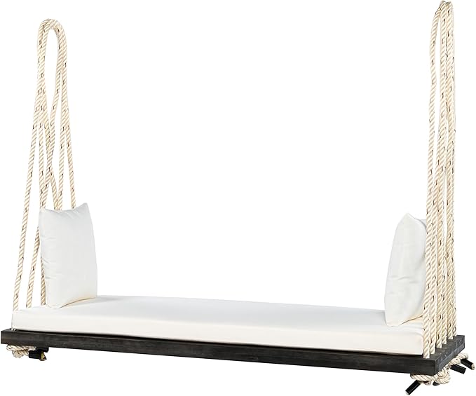 Merax Outdoor Patio Wooden Swing Chair, 2-Seat Hanging Porch Hammock Bench - Image 7