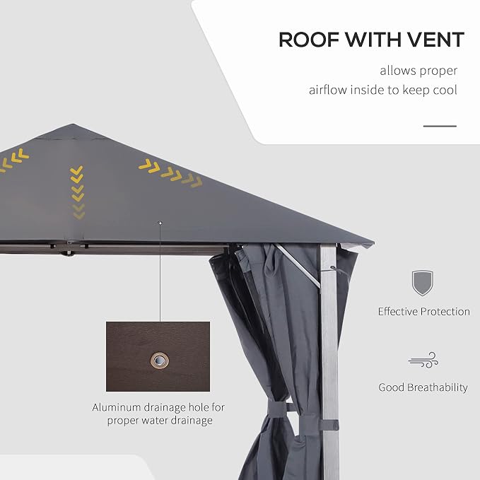 Outsunny 10' x 10' Patio Gazebo, Outdoor Gazebo Canopy Shelter - Image 4
