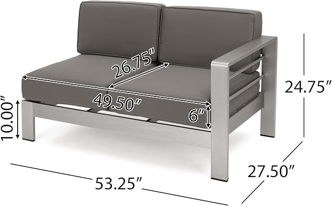 Outdoor Aluminum Furniture Set, 4-Person Patio Sectional Conversation Sofa Set - Image 3