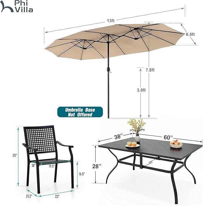 PHI VILLA 7 Pieces Outdoor Dining Set - Image 9
