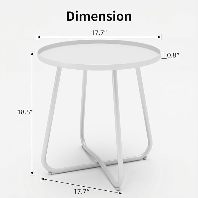 Outdoor Side Table, Indoor & Outdoor 18" Round Patio Side Table, Small Metal - Image 3