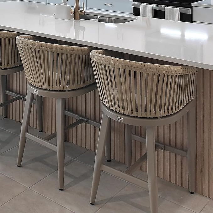 PURPLE LEAF Outdoor Counter Height Bar Stools Set of 2 Patio Metal Modern - Image 9