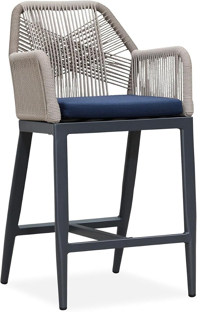 PURPLE LEAF Patio Counter Height Bar Stool 24" H Modern 1 Piece Rattan Outdoor by PURPLELEAF