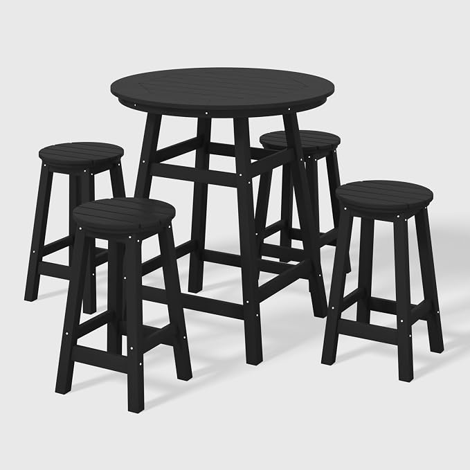 WestinTrends Malibu 5-Piece HDPE Outdoor Patio Dining Bar Bistro Table Set by WestinTrends