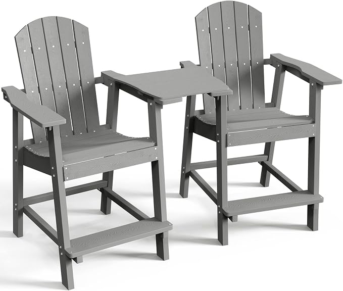 DWVO 25" Tall Adirondack Chair, Poly Bar Height Balcony Chairs, Weather-Durable - Image 8