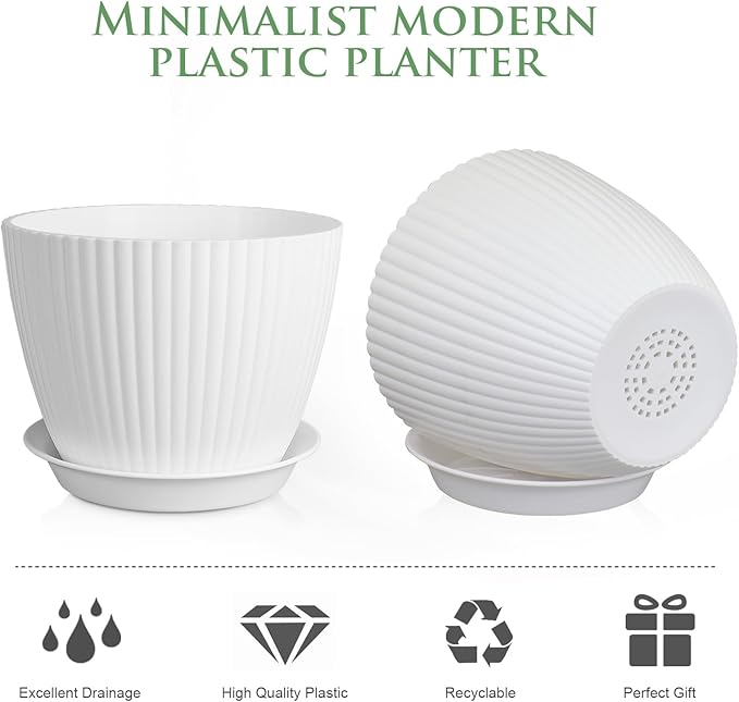 7/6.2/5.5/5/4.5/4 inch Plant Pots, 6 Pack Flower Pots - Image 4