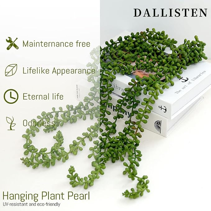 6 Pcs Artificial Succulents Hanging Plants, Fake String of Pearls Greenery - Image 3