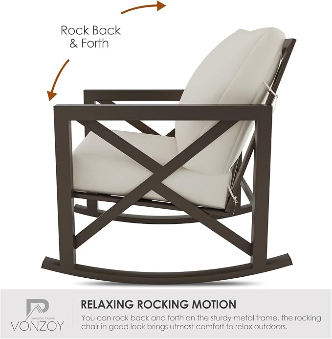 Outdoor Rocking Bistro Set, Patio Rocking Chairs Set of 2 - Image 2