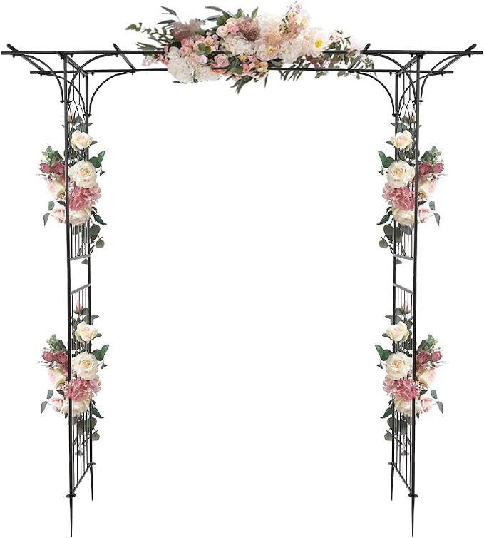 Wrought Iron Garden Arch Arbor for Climbing Plants, Outdoor Garden Lawn - Image 4
