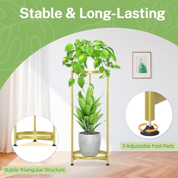 iDavosic.ly 2 Tier Corner Plant Stand Indoor, Tall Vertical Metal Flower Heavy - Image 7