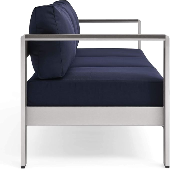 Modway Shore Aluminum Metal Outdoor Patio Sofa - Image 4