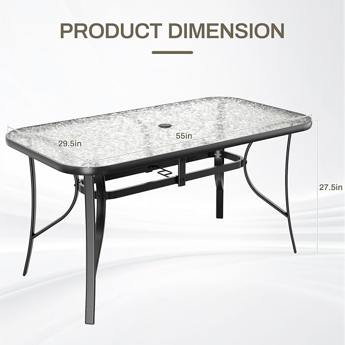 TLSUNNY Patio Outdoor Table W/ 1.69″ Umbrella Hole, Outdoor Metal Furniture - Image 3