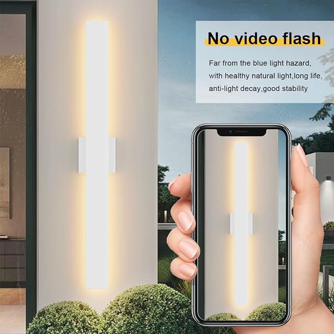 Aipsun 2 Packs Outdoor Wall Sconce, 3000K 4000K 6000K, 31.5in Modern White - Image 2