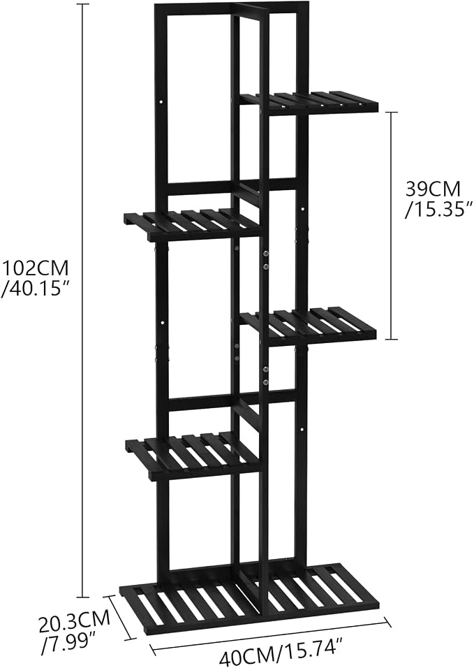 Laiensia 5 Tier Bamboo Plant Stand Rack 6 Potted Multiple Flower Pot Holder - Image 6