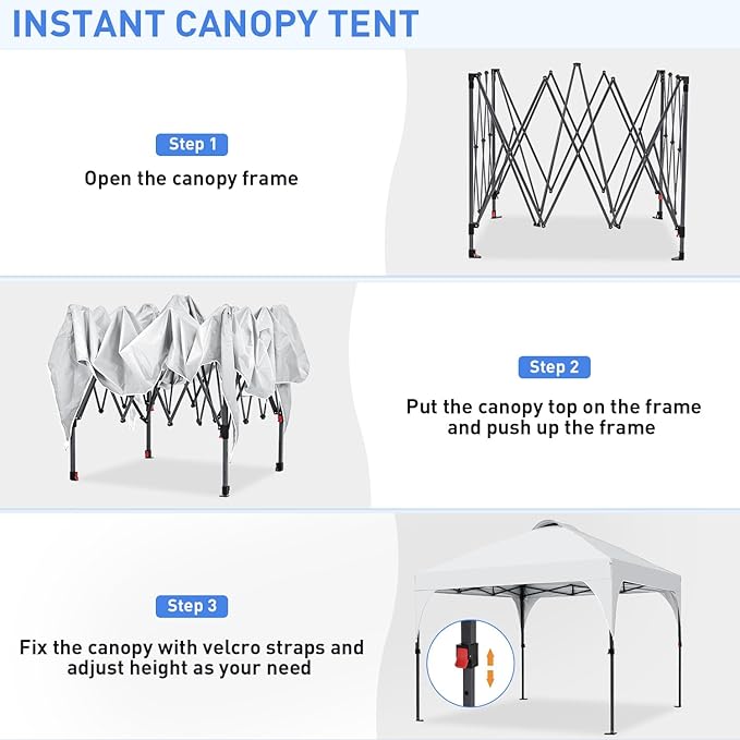 Pop Up Canopy, 10x10 FT Instant Outdoor Canopy Tent - Image 4