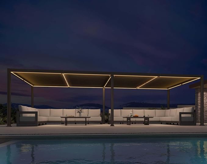 PURPLE LEAF 11' x 28' Outdoor Louvered Pergola Aluminum Pergola by PURPLELEAF