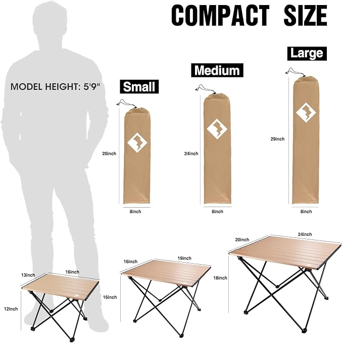 VILLEY Portable Camping Side Table, Ultralight Aluminum Folding Beach Table - Image 3