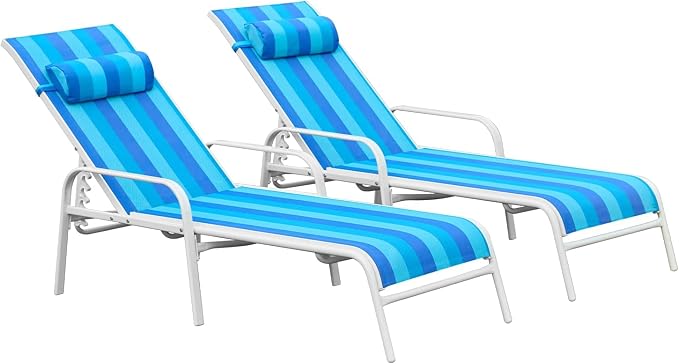 EROMMY Patio Chaise Lounge, for Beach Pool Sunbathing Lawn Lounger Recliner by EROMMY