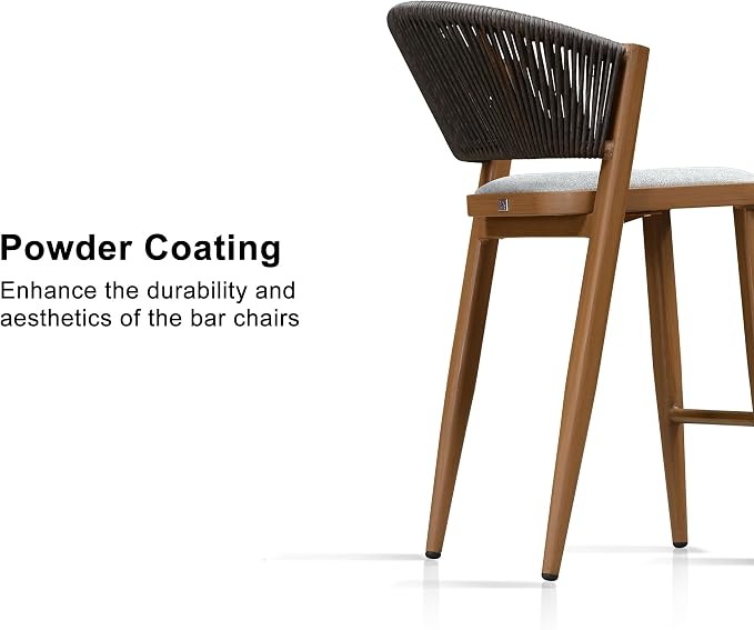 PURPLE LEAF Counter Height Bar Stool Set of 2 Outdoor Counter Stools Woven Bar - Image 8