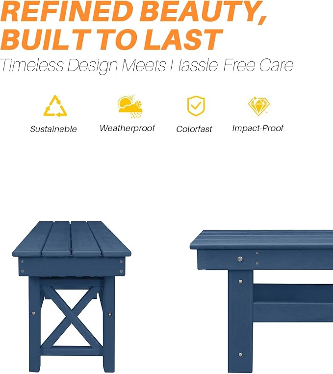 HDPE Outdoor Bench, Poly Lumber Adirondack Benches, All Weather HDPE Garden - Image 6