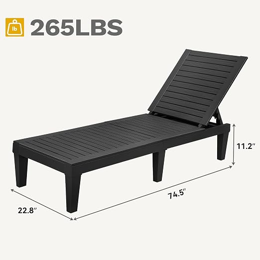 DWVO Outdoor Chaise Lounge, Pool Lounge Chair Set of 2 w/ 5-Level Backrest - Image 3