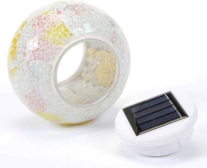 Color Changing Solar Powered Glass Mosaic Ball Led Garden Lights, Rechargeable - Image 3