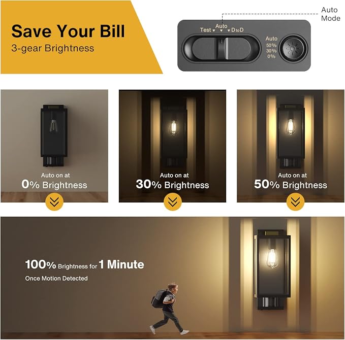 Motion Sensor Outdoor Wall Lights, Dusk to Dawn Outdoor Lighting, Modern Wall - Image 3