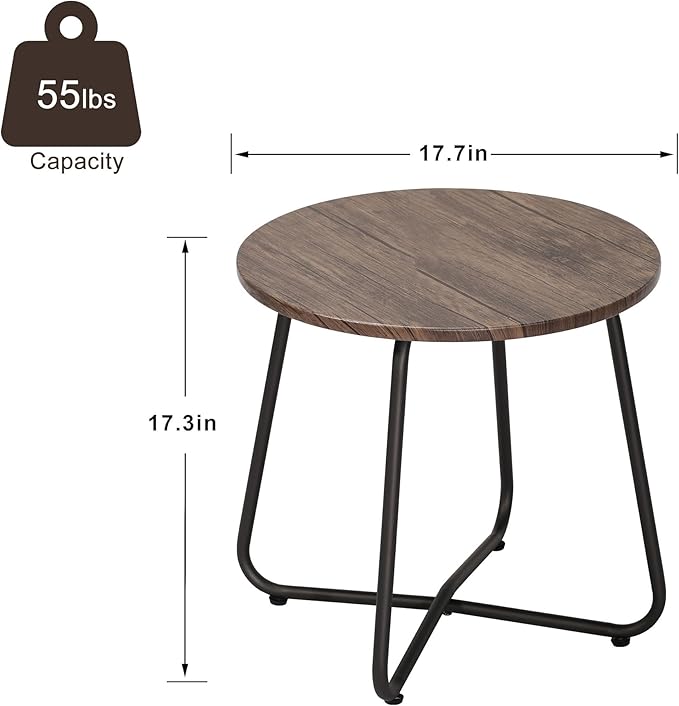 VECELO Outdoor Side Table, 17.7 inch Patio Small Round End Table, Waterproof - Image 3
