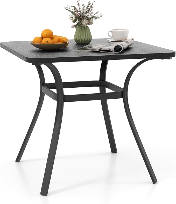 Giantex Patio Dining Table, 32”x32”x29” Outdoor Table, Heavy-Duty Metal Square by Giantex