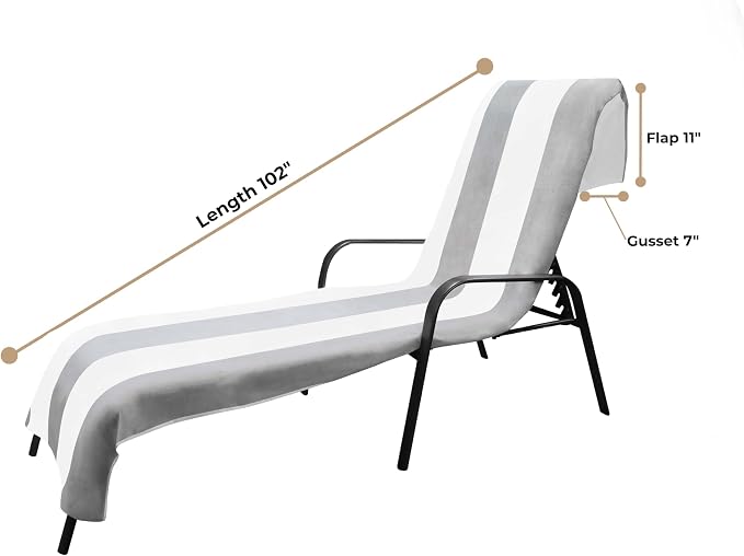 Superior Cabana Cotton Lounge Chair Cover, Outdoor Towel, Terry Cloth, Swim - Image 4