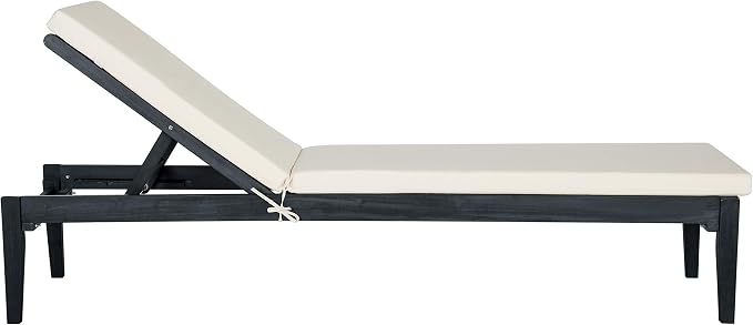 SAFAVIEH Outdoor Collection Montclair Dark Slate Grey Solid Wood/Beige Cushion - Image 7