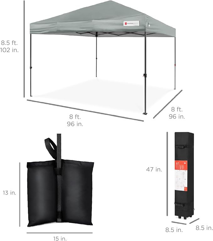 Best Choice Products 8x8ft Pop Up Canopy Tent, Outdoor Shade, 1 Person 1 Minute - Image 8