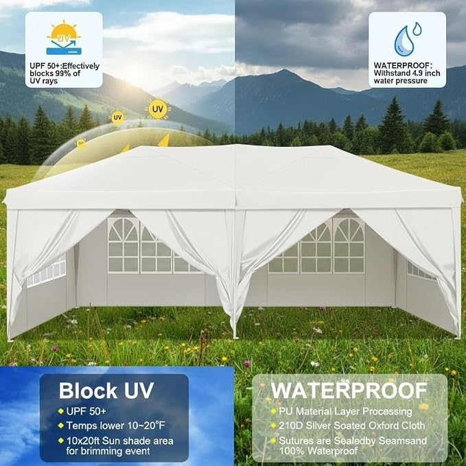 COBIZI 10x20 Pop Up Canopy Tent Commercial Instant Shelter - Image 8