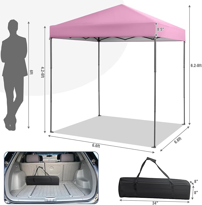 Tangkula 6.6x6.6 Ft Pop Up Canopy, 1 Person Instant Setup Canopy Tent - Image 8