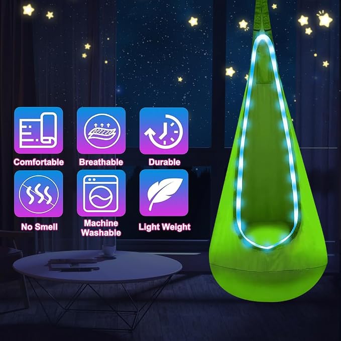 Light Up Swing Chair Hammock Chair Indoor Outdoor - Image 4