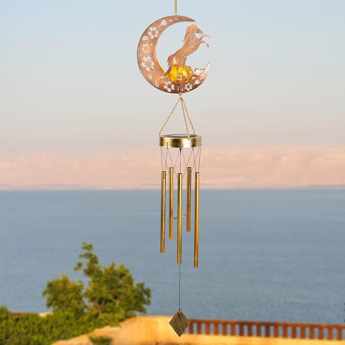 Moon Horsebird Wind Chime Outdoor, Handcrafted Metal Garden Wind Chimes - Image 8