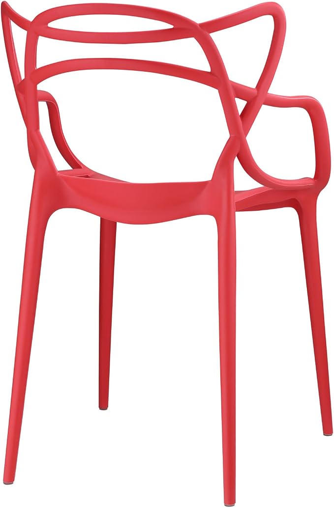Modway Entangled Modern Molded Plastic Two Dining Armchairs in Red - Image 5