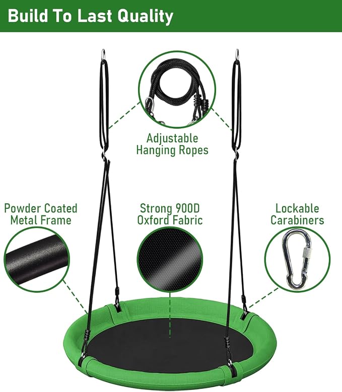 24 Inch Saucer Tree Swing Set for Kids & Adults, Adjustable Flying Swing Seat - Image 2