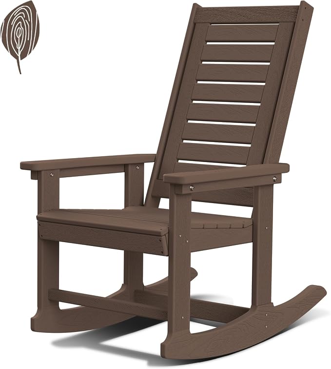 GREENVINES Outdoor Rocking Chairs | Porch Rocker | HDPE Plastic | Wood Grain | by GreenVines