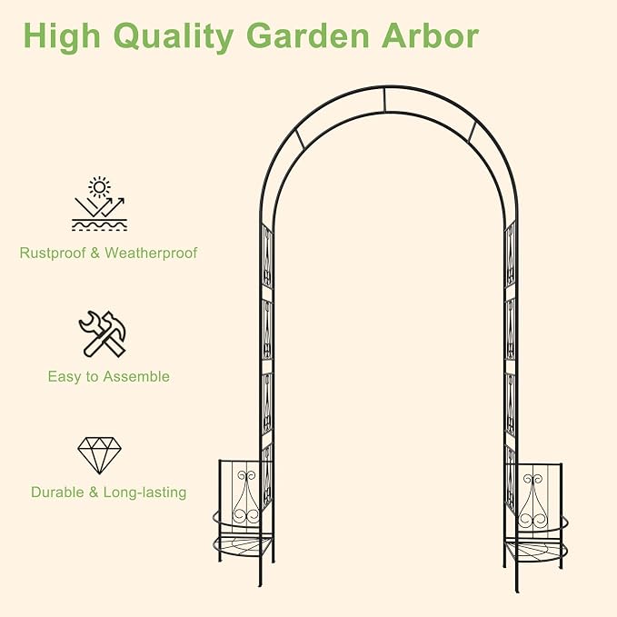 OUSHENG 8FT Metal Garden Arch Trellis - Image 4