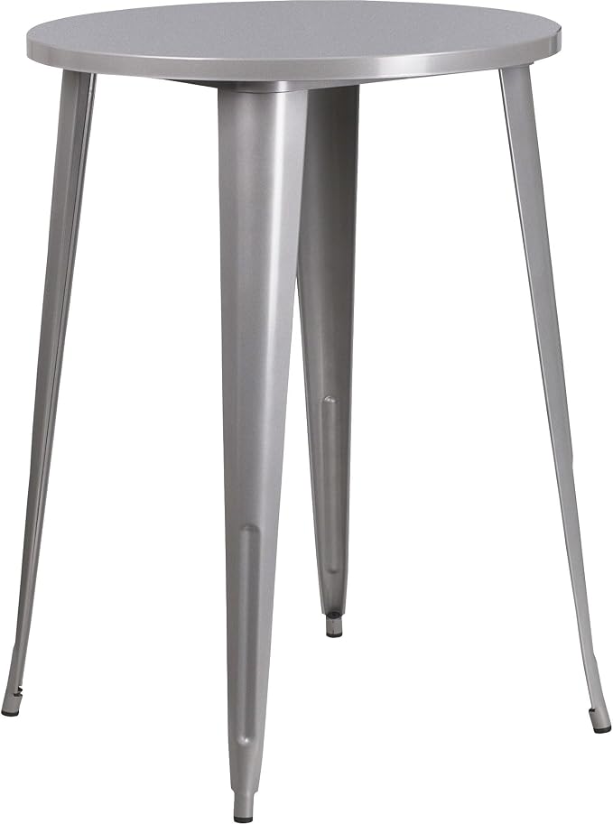 Flash Furniture Callum Commercial Grade 30" Round Silver Metal Indoor-Outdoor - Image 4